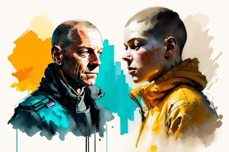 Prompt: "Empathy" painting that Marcus painted from Detroit: Become Human video game