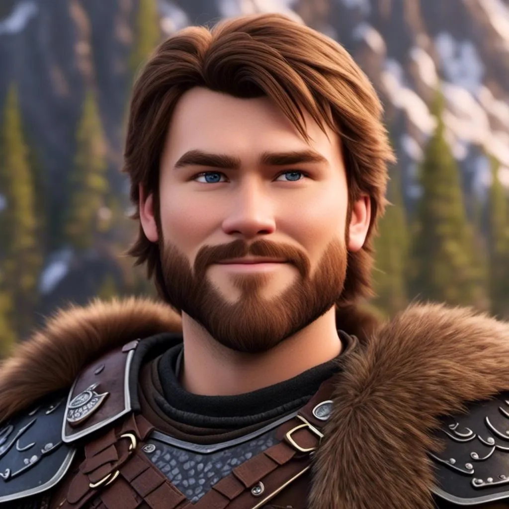 Prompt: <mymodel>Animated CGI style of a light build Caucasian Viking with brown hair, intense gaze, realistic fur and clothing textures, high quality, CGI, realistic, intense gaze, viking, male, Caucasian, detailed facial features, fur textures, highres, professional, intense lighting