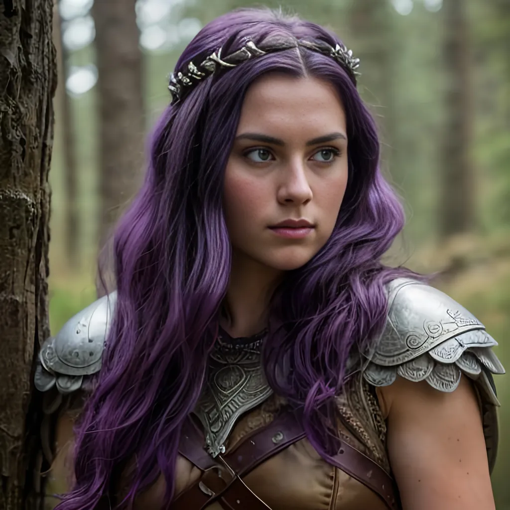 Prompt: create most beautiful fictional female viking princess, (((dark purple hair))), extremely detailed environment, detailed background, intricate, detailed skin, professionally color graded, photorealism, 8k, moody lighting