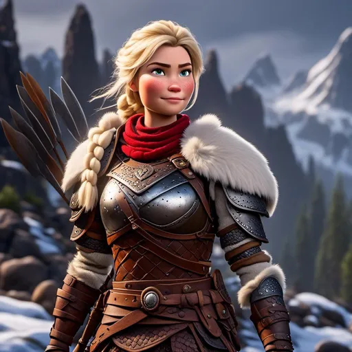Prompt: digital CGI art of <mymodel>, 27-year-old modest Young woman viking, white gear, she has two iron frying pans to use as weapons, blonde hair, Quite well-built and lean muscled, green gold eyes, assassin's creed Valhalla armor, very short curly blonde hair