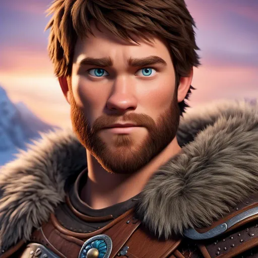 Prompt: <mymodel>Animated CGI style of a fierce Caucasian Viking, intense gaze, realistic fur and clothing textures, high quality, CGI, realistic, intense gaze, viking, male, Caucasian, detailed facial features, fur textures, highres, professional, intense lighting