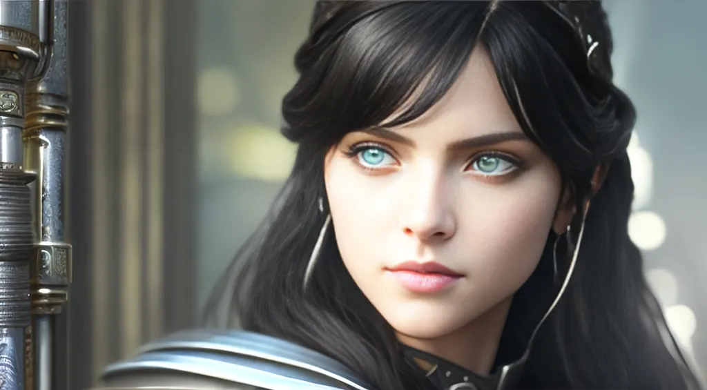 Prompt: she has black hair, create most beautiful fictional female viking princess warrior, black hair, light blue eyes, extremely detailed environment, detailed background, intricate, detailed skin, professionally color graded, photorealism, 8k, moody lighting