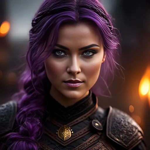 Prompt: <mymodel>25-year-old viking woman, messy and dirty hair, single braid of hair down her shoulder, she has an angry and intense expression, light blue eyes, dirty armor, black gear, bright black armor, black textures and highlights, standing in a dimly lit viking building, with glowing algae, short focus, blurry background, unreal engine 8k octane, 3d lighting, full body, full armor