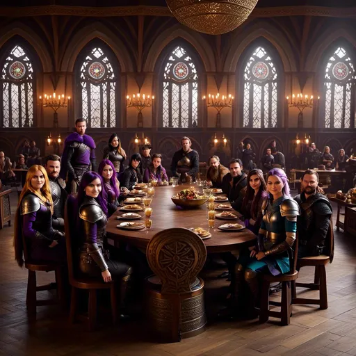 Prompt: Photo of <mymodel> sitting at a table in The Great Hall amongst other vikings from How to Train Your Dragon
