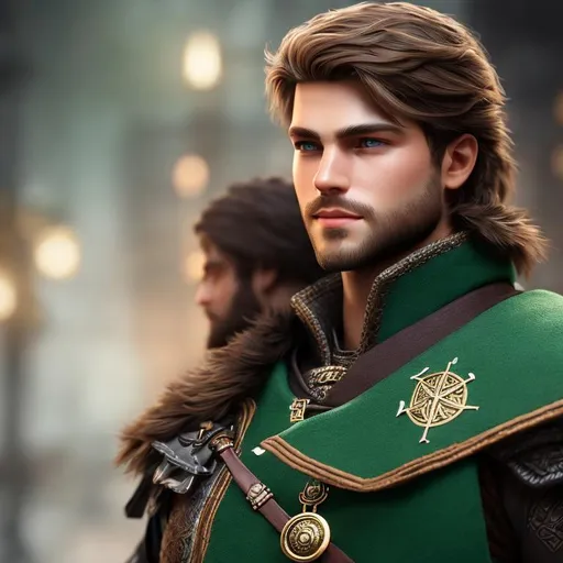 Prompt: he has short brown hair, create most handsome fictional male prince viking warrior, short brown hair, light green eyes eyes, extremely detailed environment, detailed background, intricate, detailed skin, professionally color graded, photorealism, 8k, moody lighting