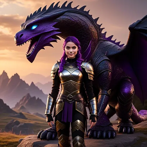 Prompt: Photo of <mymodel> standing next to her ((black)) razorwhip dragon from "How to Train Your Dragon"