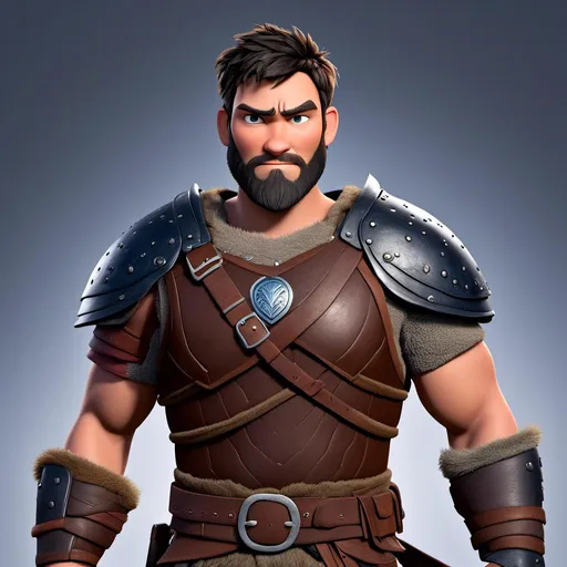 Prompt: <mymodel>Animated CGI style of a fierce ((Caucasian Viking male)) with black hair topknot with fade, intense gaze, realistic clothing textures, high quality, CGI, realistic, intense gaze, viking, male, Caucasian, detailed facial features, highres, professional, intense lighting