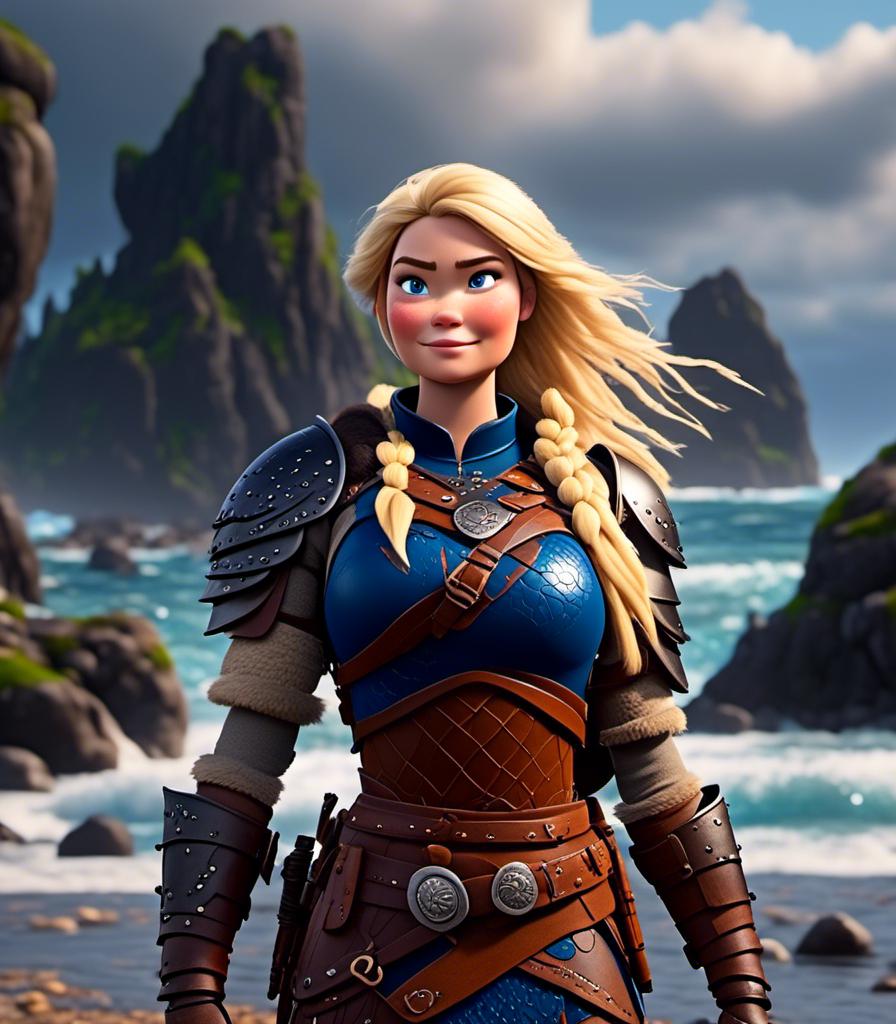 Prompt: <mymodel>CGI Animation, digital art, 20-year-old-old viking woman with blue eyes standing around several hot springs on a beach, ((blue clothes, blue colored armor,)) raging storm lighting, blonde straight hair, subtle smile, unreal engine 8k octane, 3d lighting, cinematic lighting, camera shot of full armor from head to toe