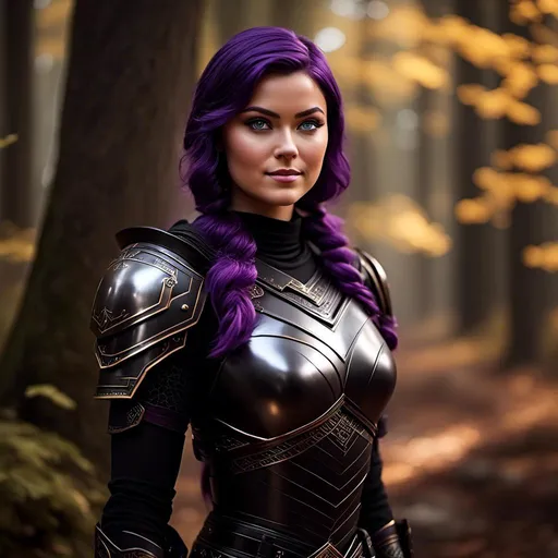 Prompt: <mymodel>25-year-old viking woman, subtle smile, light blue eyes, black gear, bright black armor, wearing an iron-man like suit of armor, black textures and highlights, standing in the forest, short focus, blurry background, unreal engine 8k octane, 3d lighting, full body, full armor