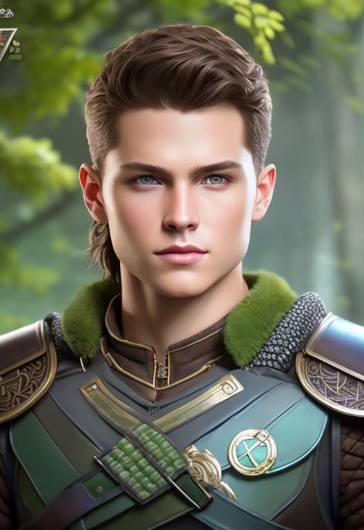 Prompt: he has short brown hair, create most handsome fit fictional male prince viking warrior, short brown hair, light green eyes, extremely detailed environment, detailed background, intricate, detailed skin, professionally color graded, photorealism, 16k, moody lighting