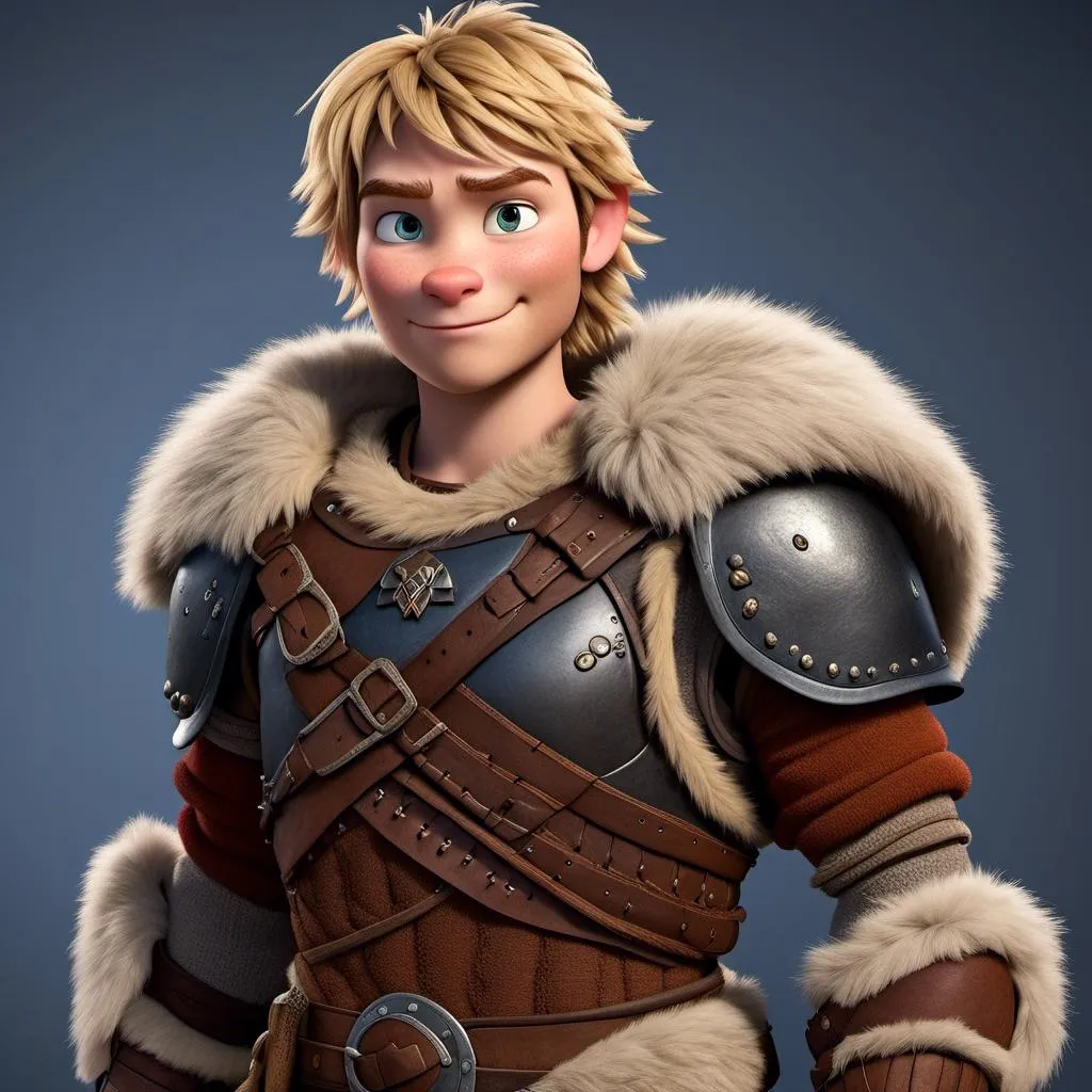 Prompt: <mymodel>Animated CGI style of a fierce Caucasian Viking with blonde hair, intense gaze, realistic fur and clothing textures, high quality, CGI, realistic, intense gaze, viking, male, Caucasian, detailed facial features, fur textures, highres, professional, intense lighting