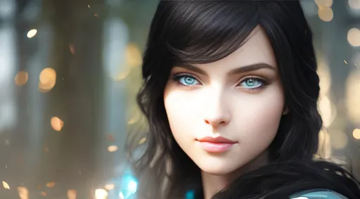 Prompt: she has black hair, create most beautiful fictional female viking princess warrior, black hair, light blue eyes, extremely detailed environment, detailed background, intricate, detailed skin, professionally color graded, photorealism, 8k, moody lighting