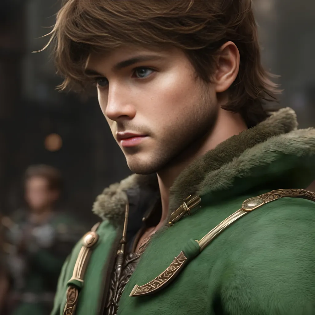 Prompt: he has short brown hair, create most handsome fictional male prince viking warrior, short brown hair, light green eyes, extremely detailed environment, detailed background, intricate, detailed skin, professionally color graded, photorealism, 8k, moody lighting