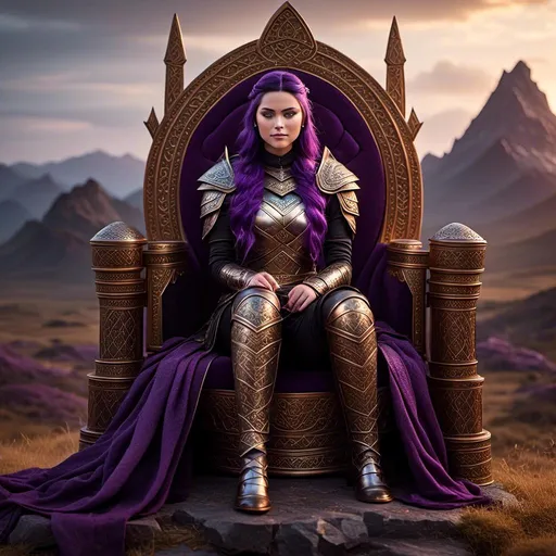 Prompt: A photo of <mymodel> sitting on her throne of her land