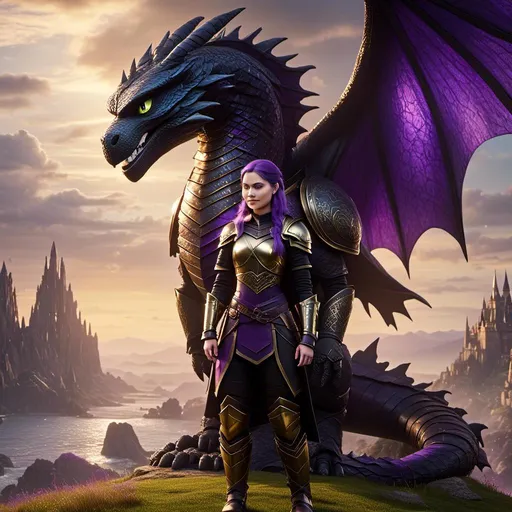 Prompt: Photo of <mymodel> standing next to her ((black)) razorwhip dragon from "How to Train Your Dragon"