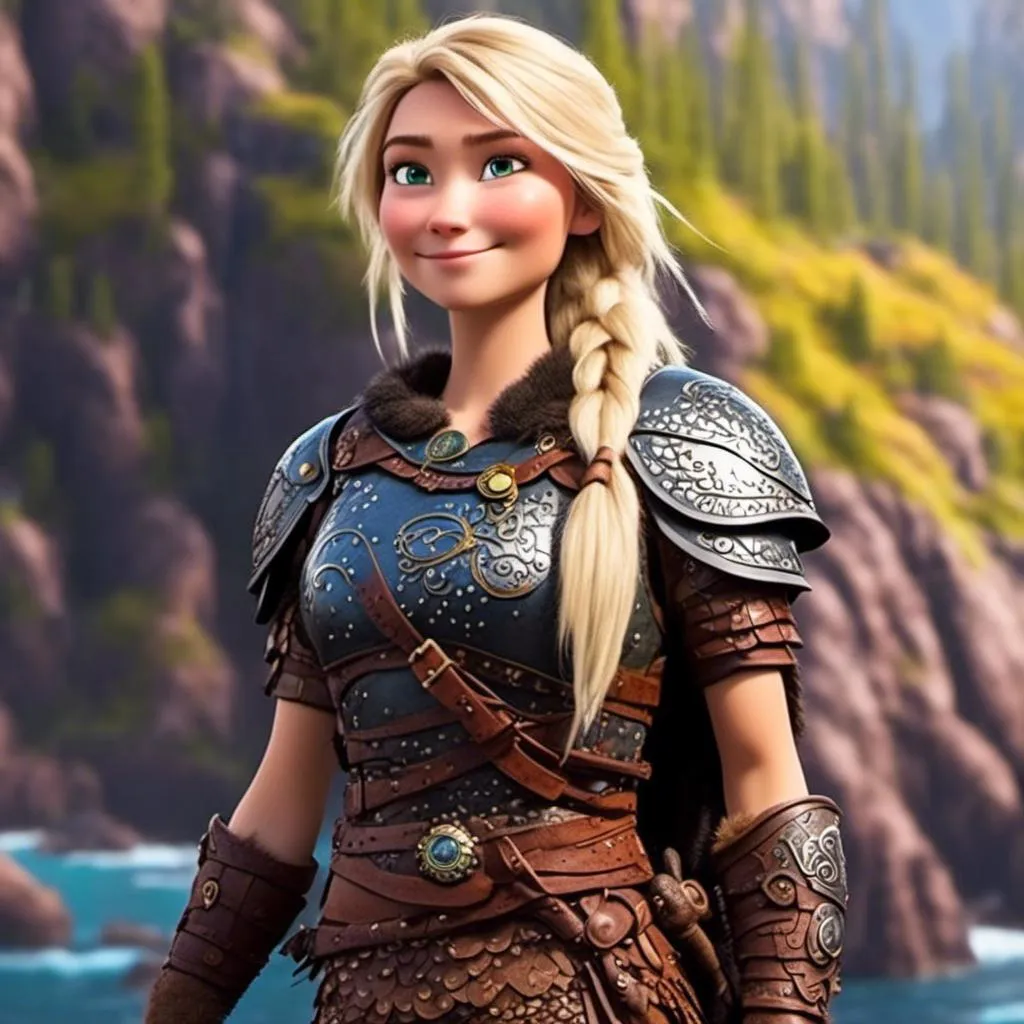 Prompt: <mymodel>animated CGI style, caucasian white female viking
