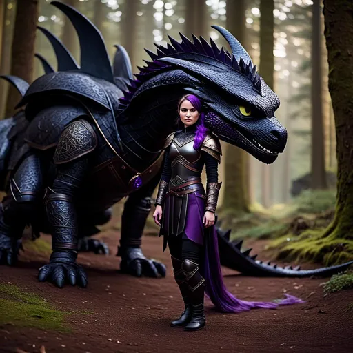 Prompt: Photo of <mymodel> standing next to her ((black)) razorwhip dragon from "How to Train Your Dragon"