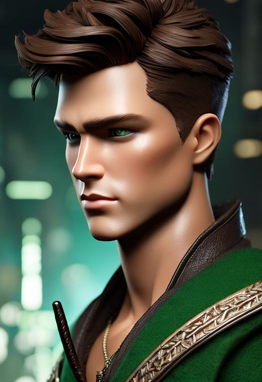 Prompt: he has short brown faux hawk hair, create most handsome fictional male prince viking warrior, short brown hair, light green eyes, extremely detailed environment, detailed background, intricate, detailed skin, professionally color graded, photorealism, 8k, moody lighting