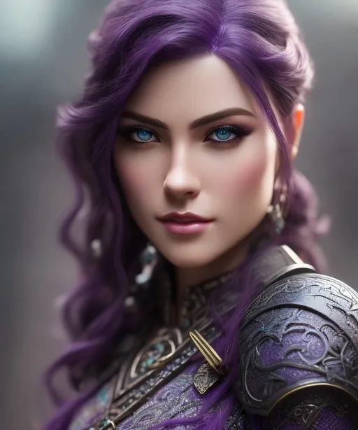 Prompt: she has dark purple hair, create most beautiful fictional female viking princess warrior, dark purple hair, light blue eyes, extremely detailed environment, detailed background, intricate, detailed skin, professionally color graded, photorealism, 8k, moody lighting