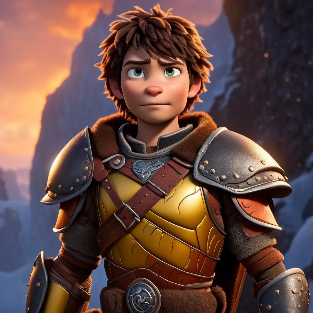 Prompt: <mymodel>Animated CGI style of a fierce 24-year-old Caucasian Viking with dark hair, light body build, intense gaze, realistic (yellow light armor) with highlights of orange textures, high quality, CGI, realistic, intense gaze, viking, male, Caucasian, detailed facial features, highres, professional, intense lighting