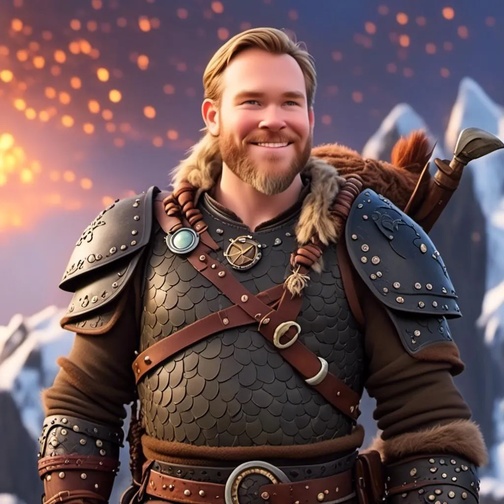 Prompt: <mymodel>animated CGI style, caucasian white male viking