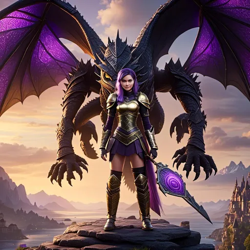 Prompt: Photo of <mymodel> standing next to her black razorwhip dragon from "How to Train Your Dragon"