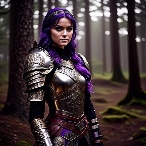 Prompt: A photo of <mymodel> in heavy battle armor standing in the forest