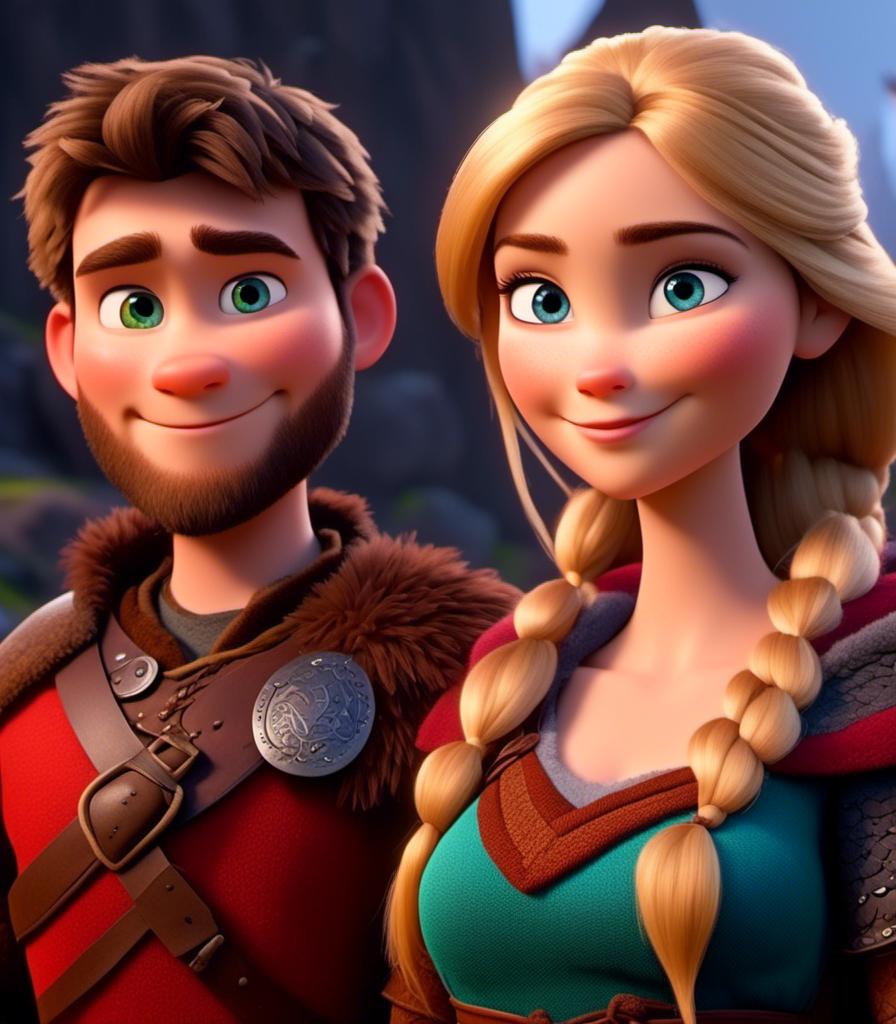 Prompt: <mymodel>CGI Animation, digital art, 20-year-old-old viking woman with light blue eyes and blonde hair standing with her older brother and younger sister, older brother has brown hair and green eyes, her younger sister has brunette hair and brown eyes, the viking woman has red clothes, blue colored armor, blonde straight hair, subtle smile, unreal engine 8k octane, 3d lighting, full armor