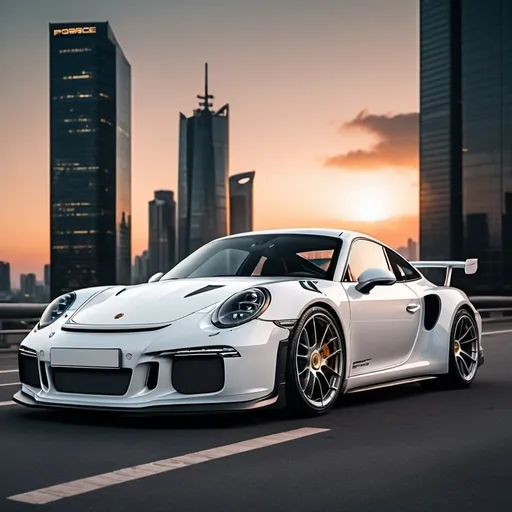 Prompt: . Create a banner with dimensions 1200x400 pixels.
2. Use a background image of a sunset with a city of skyscrapers. (Example: Unsplash or Pexels for free images).
3. Add a PNG image of a Porsche GT3 with a transparent background and place it prominently.
4. Include the logos of Bitcoin, Ethereum, and USDT in PNG format with transparent backgrounds and place them visibly on the banner.
5. Add the text "Luxury Car Buying and Selling" in a modern font, adjusting the size and color to match the design.
6. Review the alignment and design to ensure it is visually appealing and professional.
7. Save and download the banner in PNG format.