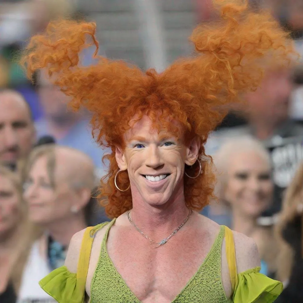 Prompt: The lovechild of Kathy Griffin and Carrottop