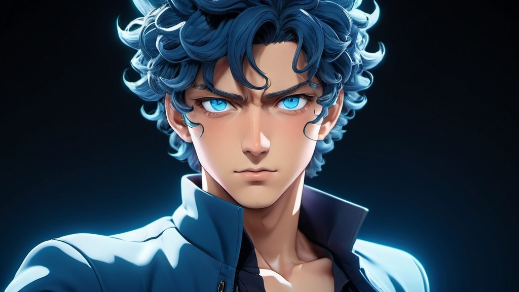 Prompt: Gojo saturo with curly hair 