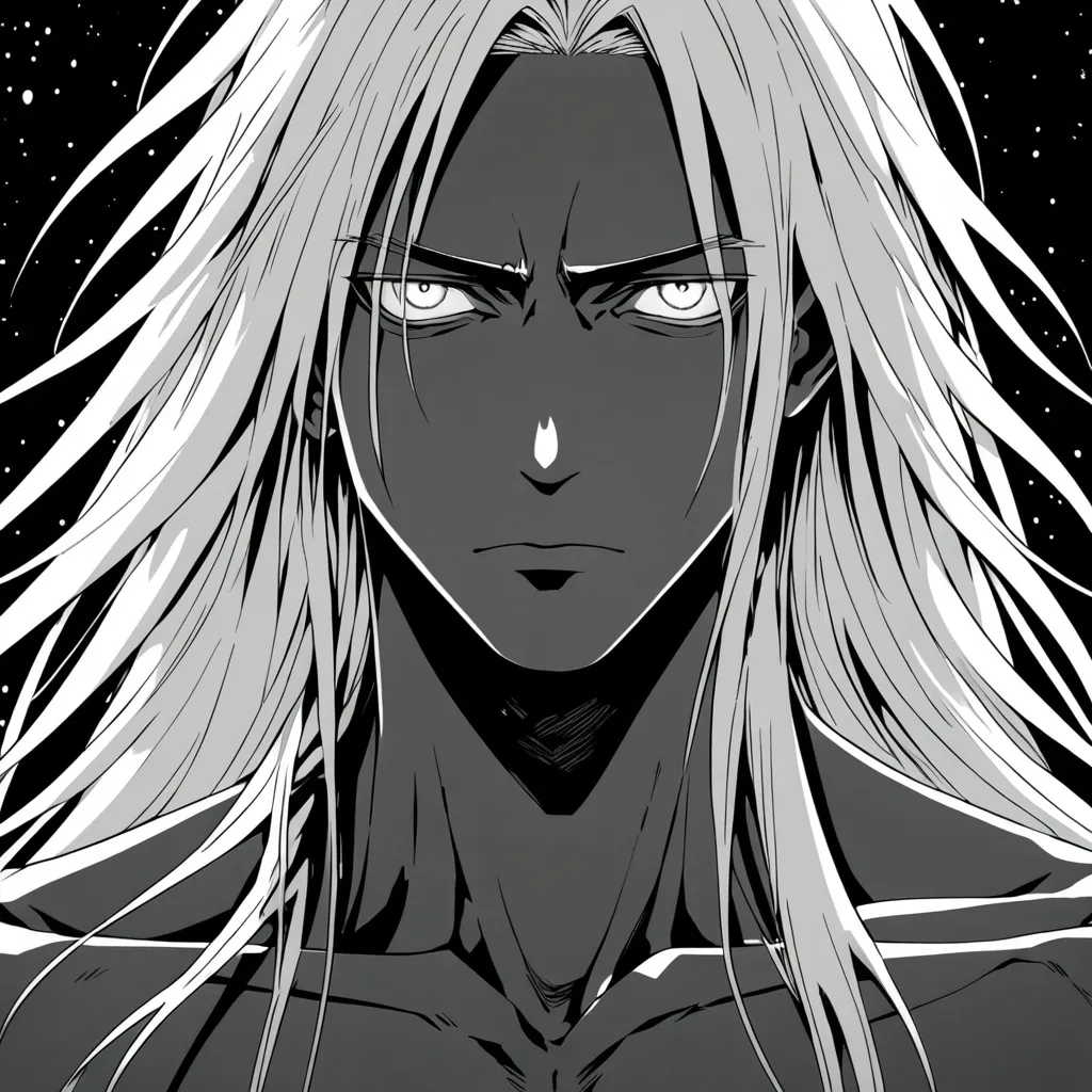 Prompt: black and white pallete (hand made manga style), a man with dark circles around his eyes since he cant sleep well, striking detailed features, skinny and weak body, long hair that goes down to his neck like he has no time to cut, captivating ( eyes), (light dark skin) tone,atmospheric backdrop that complements the character's expression, high quality, ultra-detailed.