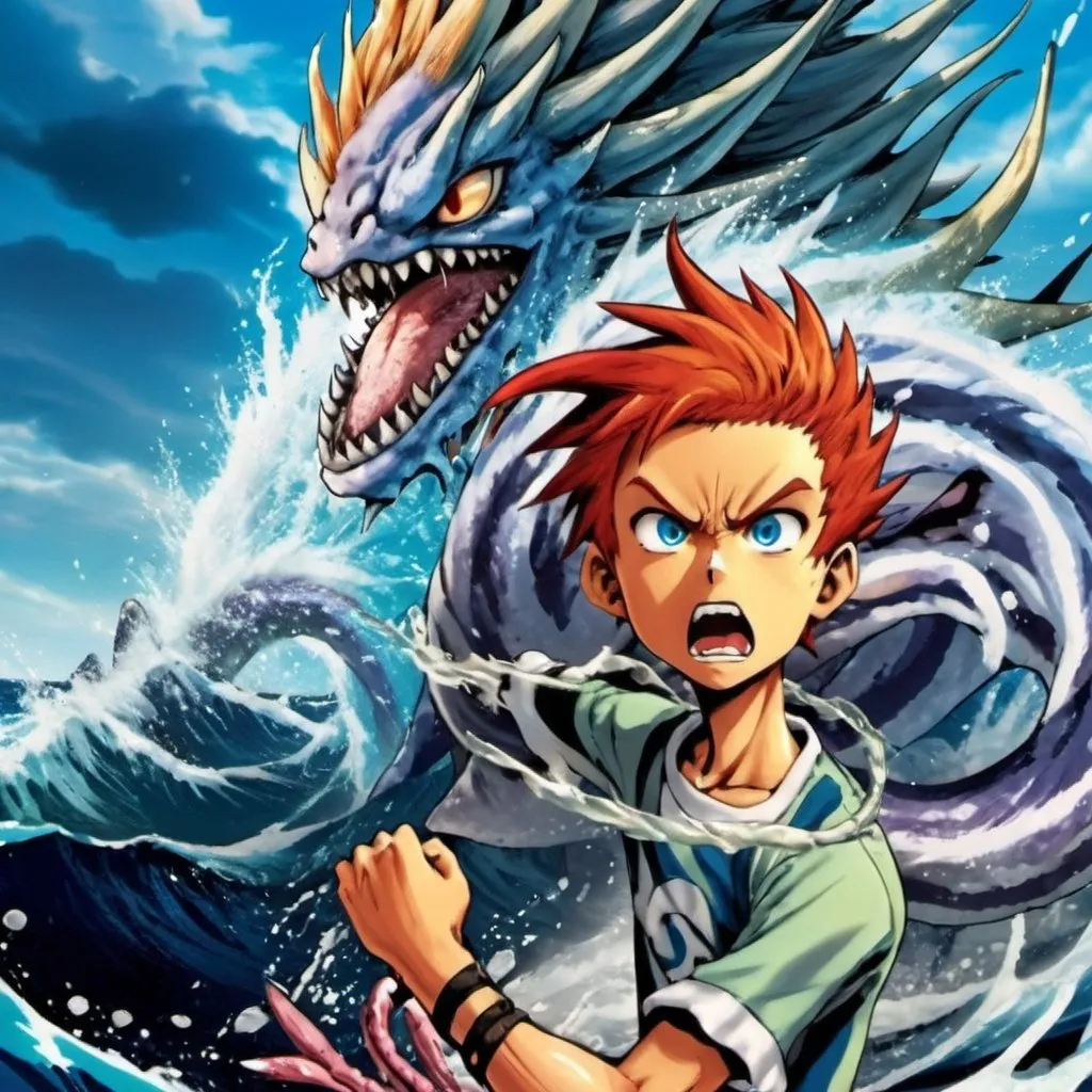 15-year-old boy battling a sea monster, high-stakes...