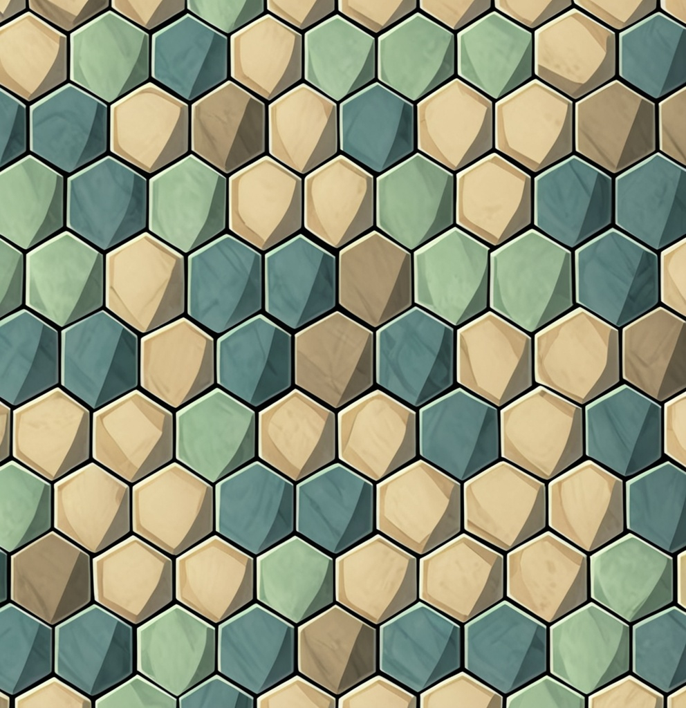 Prompt: create stone hexagon  tile design, anime style, studio Ghibli, stylized, high resolution, repeatable, seamless, tillable