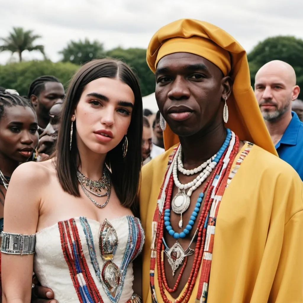 Prompt: Dinka tribal Lord and  Dua Lipa getting married 