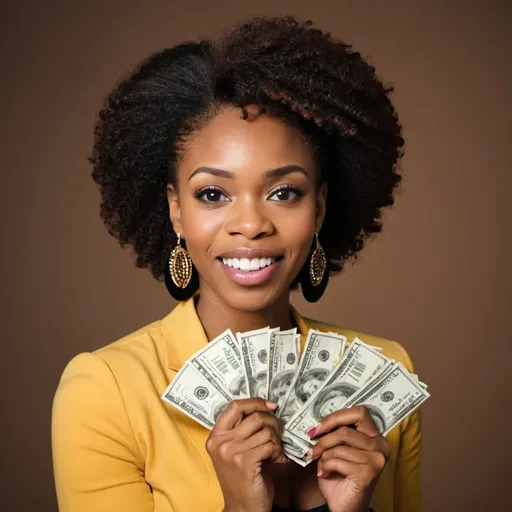 Prompt: African American woman making money

