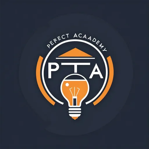 Prompt: "PTA  PERFECT TARINING ACADEMY": Design a sleek and contemporary logo that reflects innovation and forward-thinking in education. Use clean lines and a minimalist color palette to represent a cutting-edge educational environment. Incorporate symbols like a stylized book, lightbulb, or graduation cap, blending them with abstract shapes to convey a sense of progress and enlightenment.