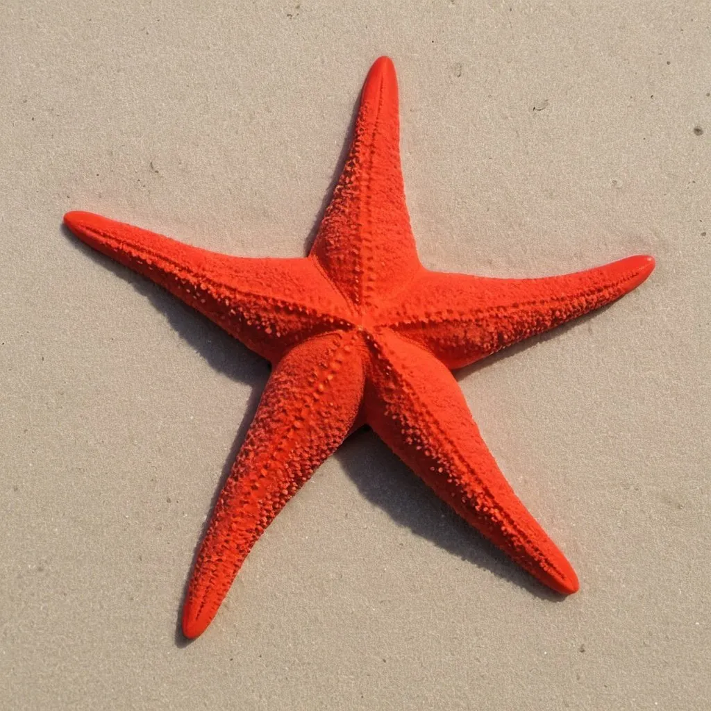 Prompt: red 5 point starfish