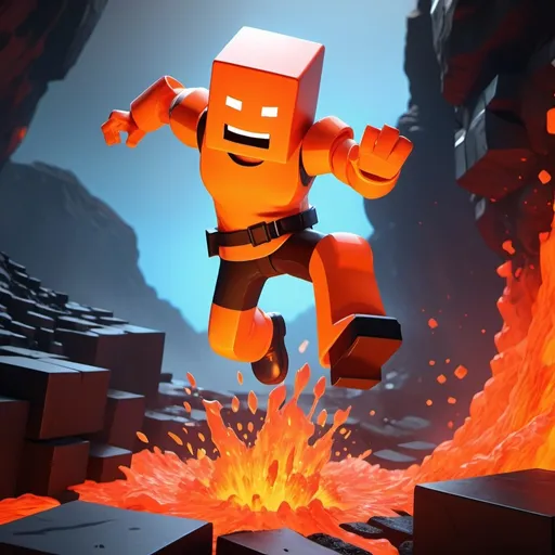 Prompt: make me a roblox character jumping through lava