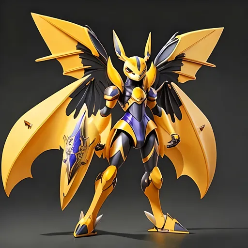 Prompt:  UHD, digimon, Renamon, armored body, face shield, metal armored wings