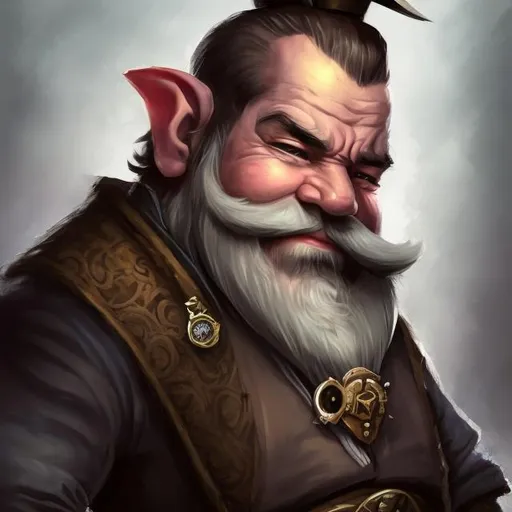Prompt: A fantasy portrait of a dwarf detective with a thick beard and top hat and monocle 