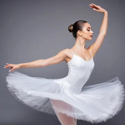 Prompt: beautiful ballerina, pretty face, peaceful expression, flowing ballet costume, classical dance position, spinning 