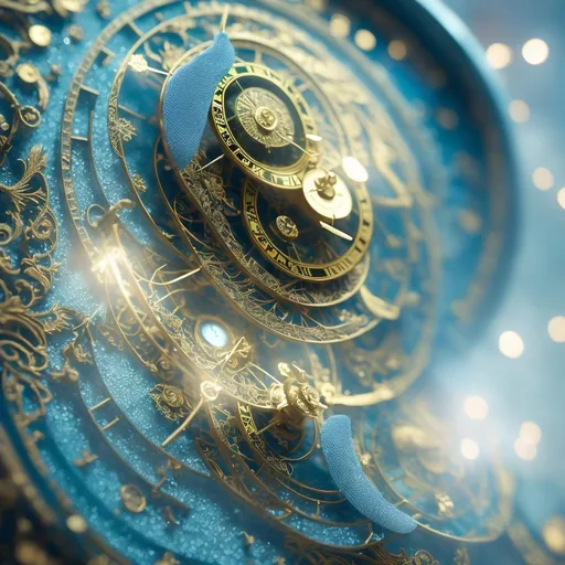 Prompt: insanely detailed beautiful clock face inside a smokey, blue flower with small delicate petals dissipating inside a 3D glass orb | reflections | Jeremy Mann Carne Griffith | detailed matte painting | liquid gouache | deep color | fantastical | intricate detail | splash screen | ink splatter | stipple | wet brush| elemental | complementary colors| fantasy concept art | 8k resolution | trending on Artstation | Unreal Engine 5 A horoscope clock, a beautiful thin goddess is in the center of the clock. Beautiful, symmetrical face. A very elaborate, illuminated, magical, Intricate metallic detail. beautiful background. Art by Hajime Soroyama. Best quality, cinematic smooth, highly detailed, and beautifully lit. Water-Ink Silhouette