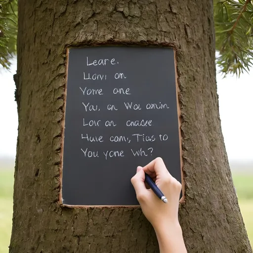 Prompt: writing on the tree learn English