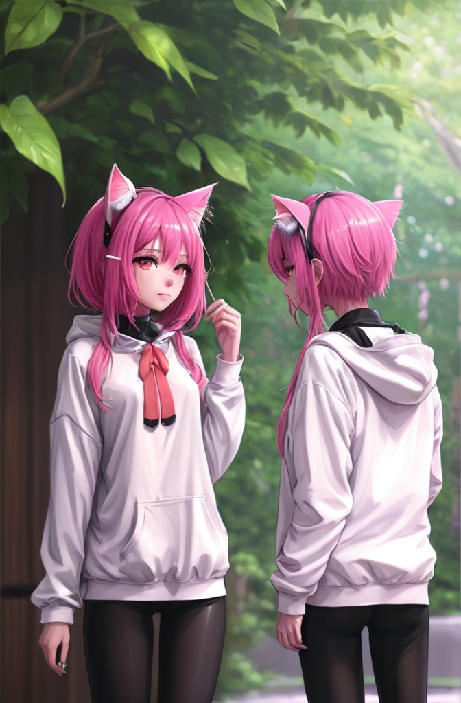 Prompt: anime, girl, detailed, pink hair, shy, cat ears, very detailed