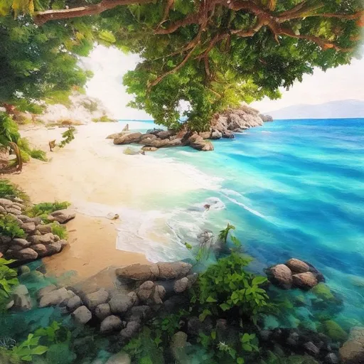 Prompt: Frenchman's Cove in Jamaica in the art style of a painting