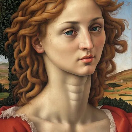 Prompt: Rafael-Boticelli hybrid portrait, oil painting, detailed features, renaissance style, warm tones, soft lighting, intricate details, high quality, classic art, detailed facial features, elegant composition, professional execution, warm lighting
