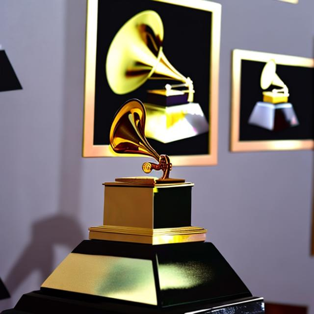 Prompt: grammy awards with paint spray and money