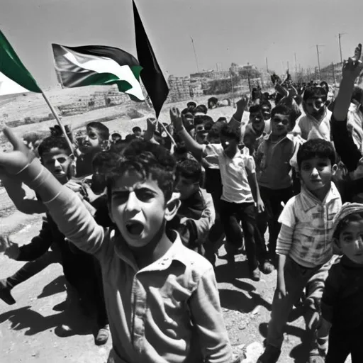 Prompt: The victory of Palestinian children over Israel