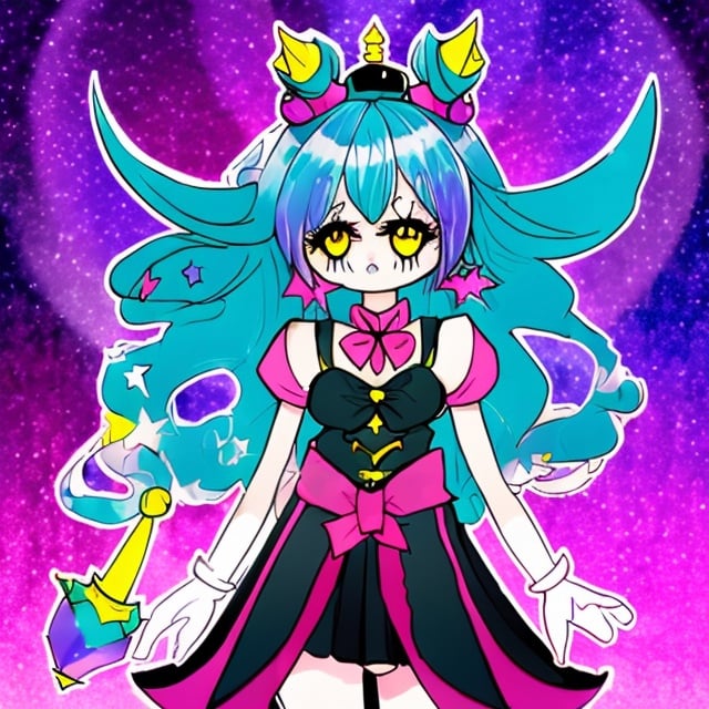 Prompt: a devious magical girl that is very colorful